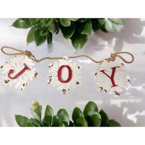 Joy Snowflake Hanging Garland Rustic Christmas Decor